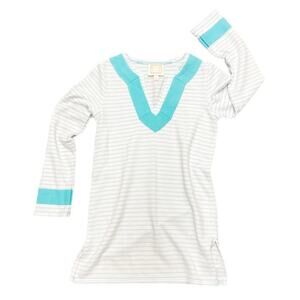 Sail to Sable Knit Pullover Swim Coverup size XS White Blue Stripes Resort